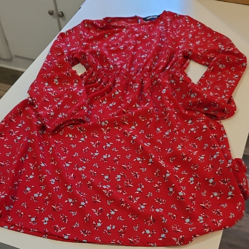 Lands' End Red Floral Kids Dress